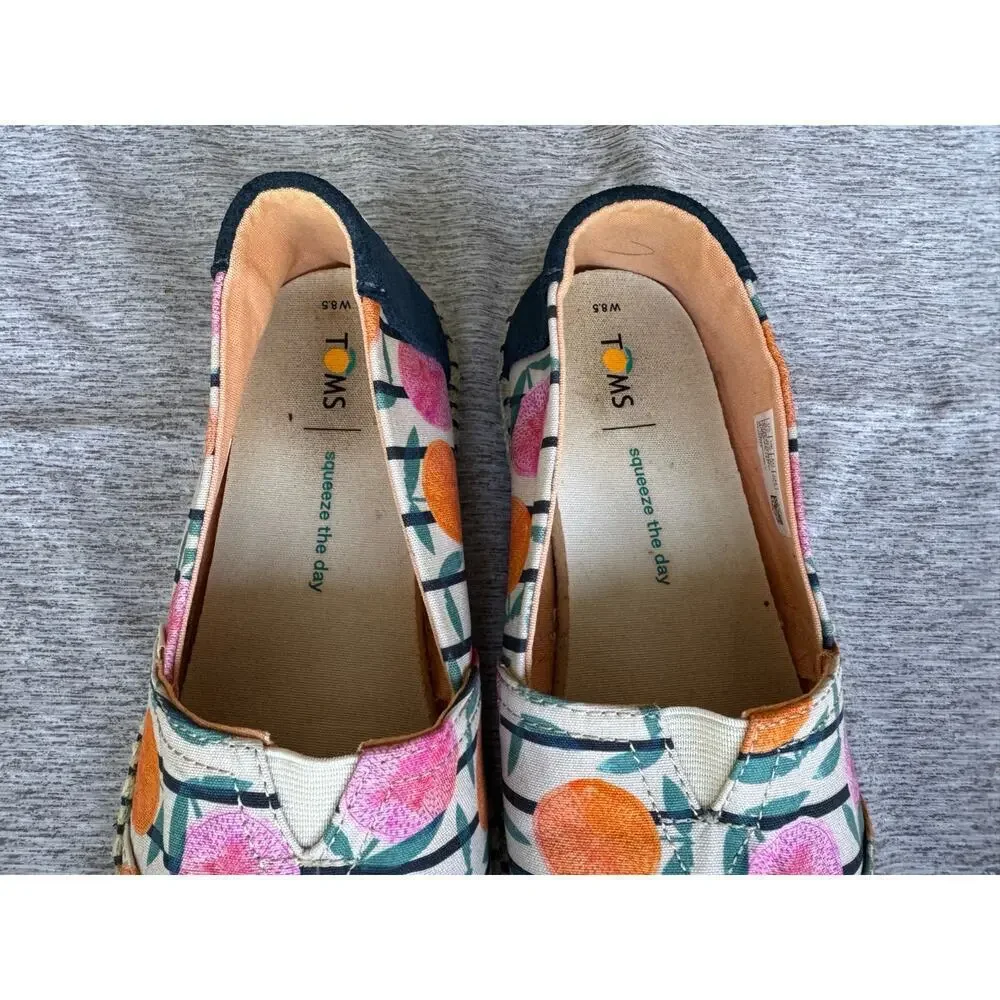 TOMS Classic Citrus/Orange Espadrille slip on shoes, size 8.5